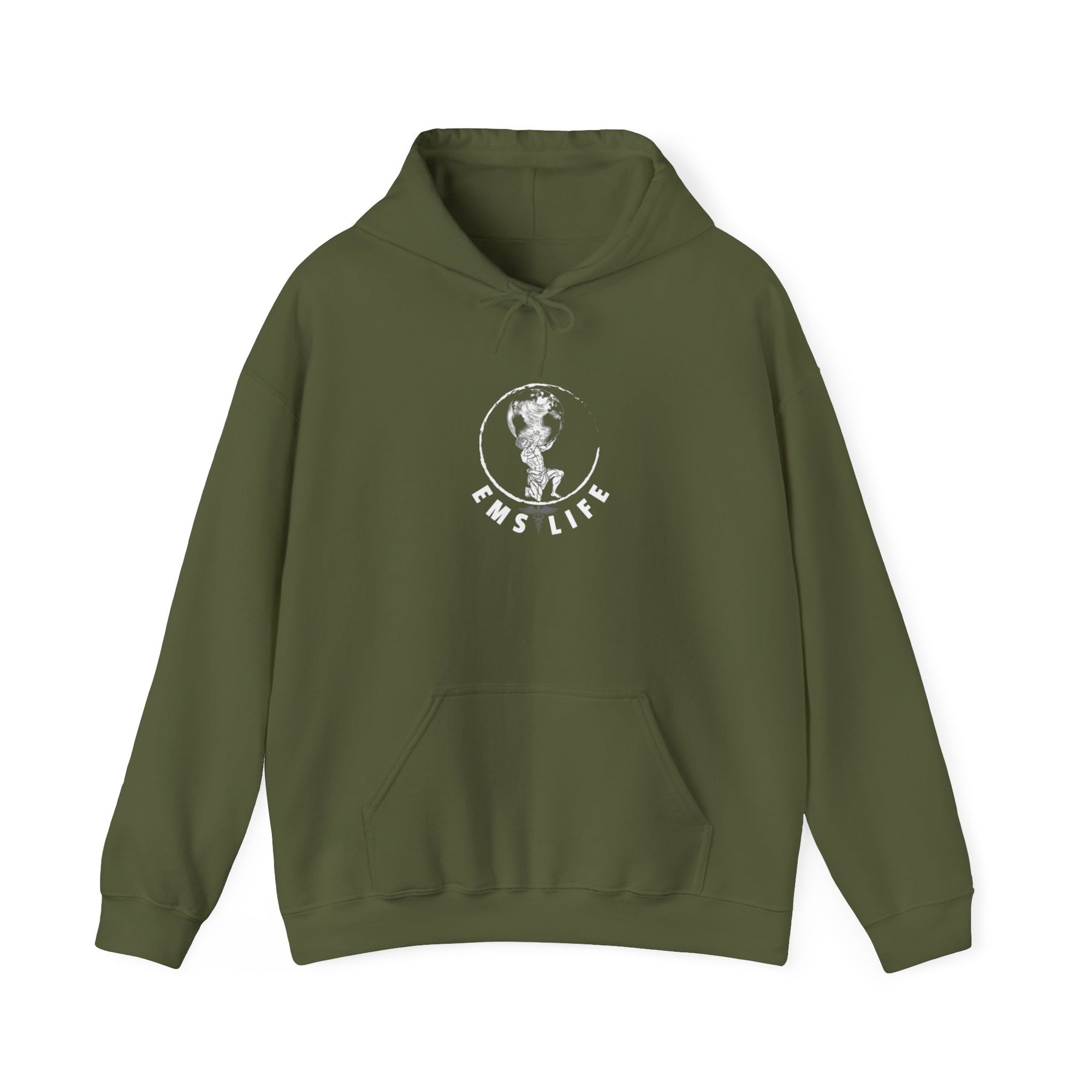 EMS Life Atlas wht icon - Unisex Heavy Blend™ Hooded Sweatshirt