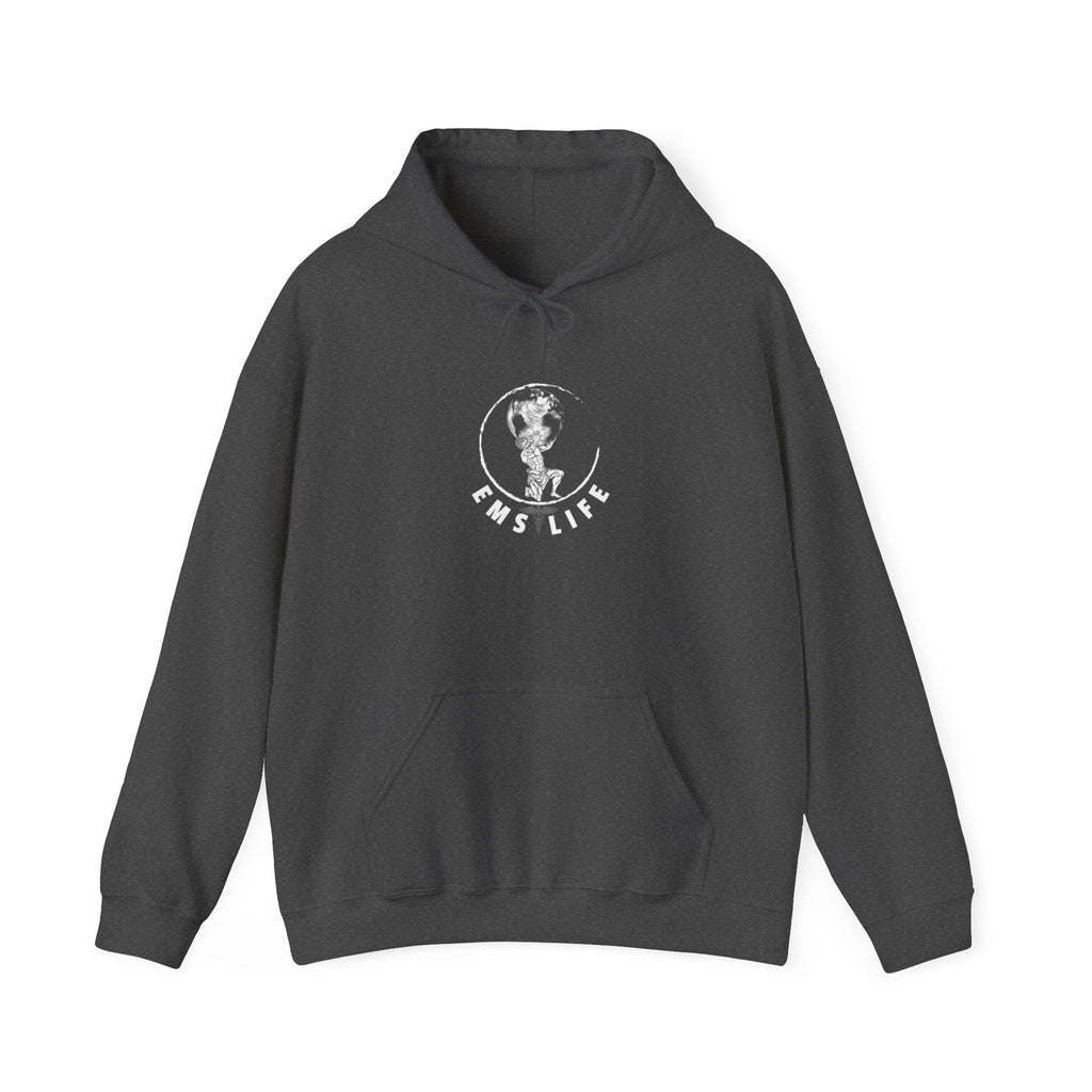 EMS Life Atlas wht icon - Unisex Heavy Blend™ Hooded Sweatshirt